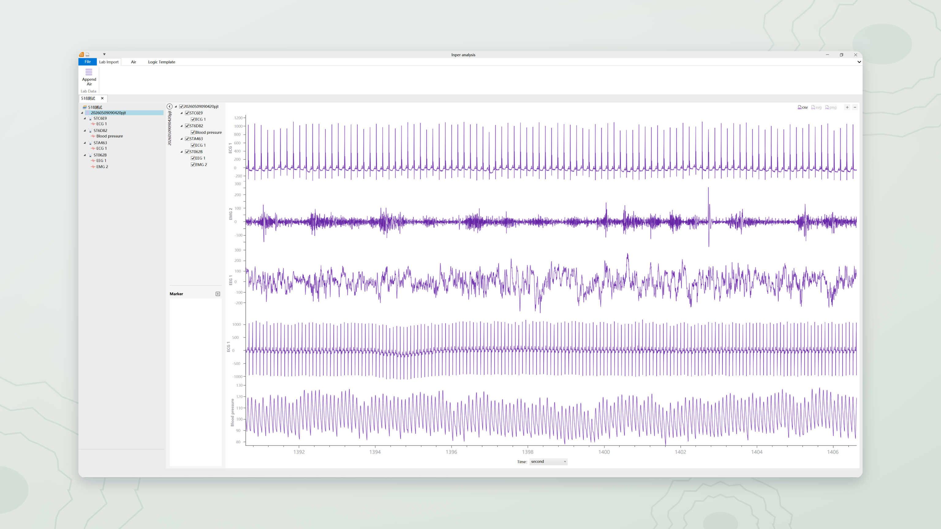 Open a recording. Connect signals and events.