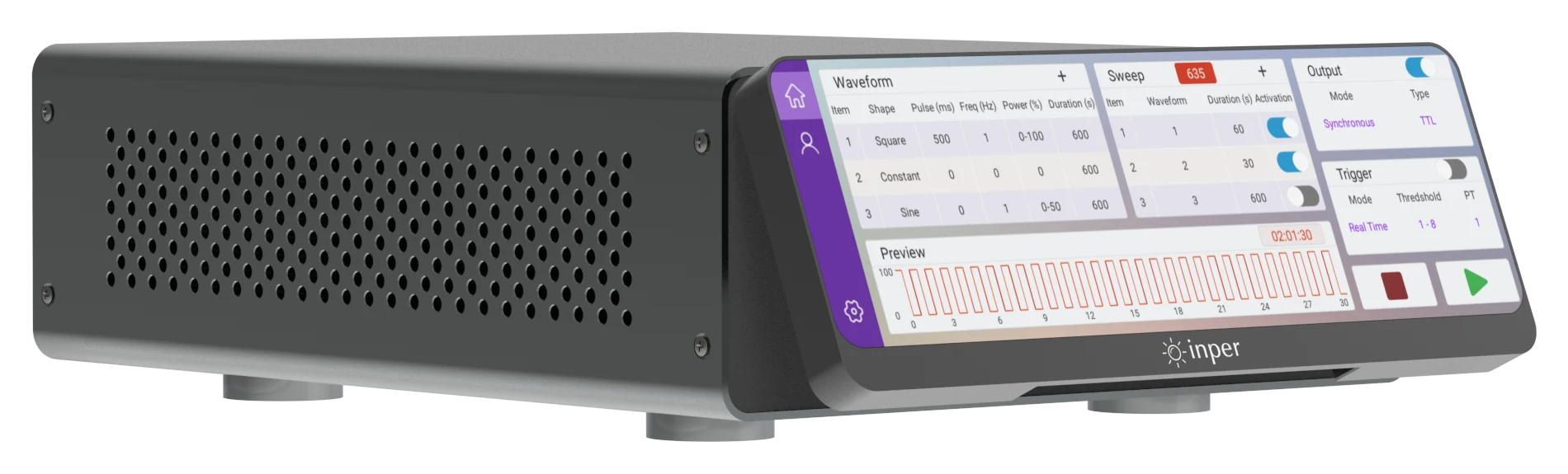Inper Venus laser control unit with its touch screen open