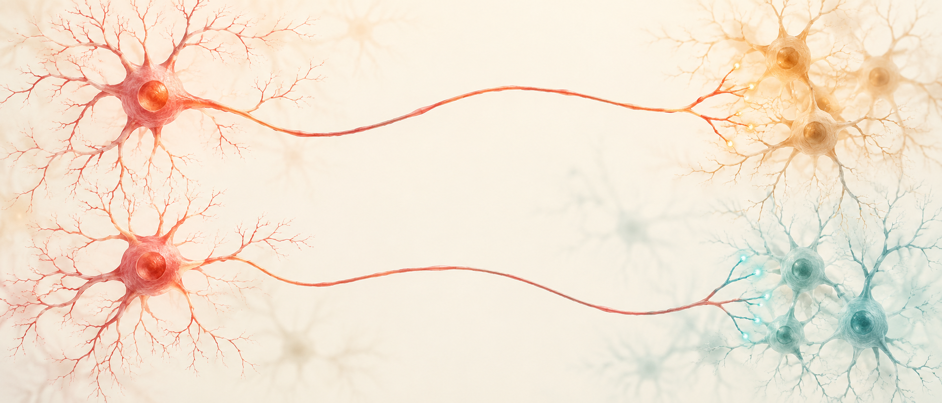 AI conceptual illustration: different downstream outputs from a cortical cell population