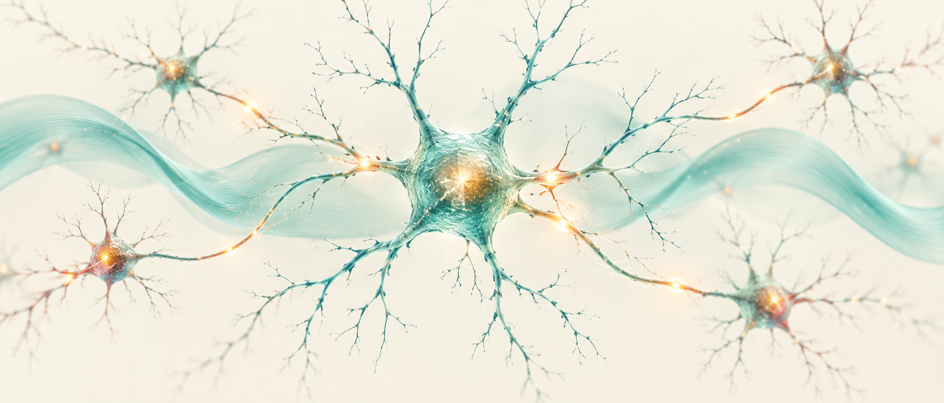 AI conceptual illustration: a neuronal network and slow rhythmic modulation