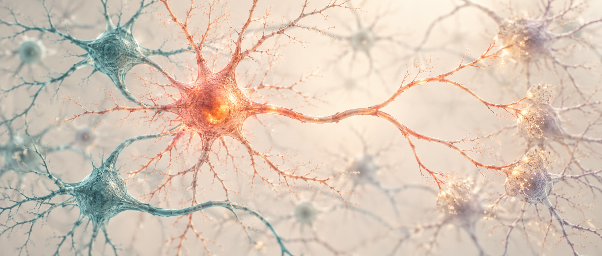 AI conceptual illustration: neuronal collateral branches and feedback network