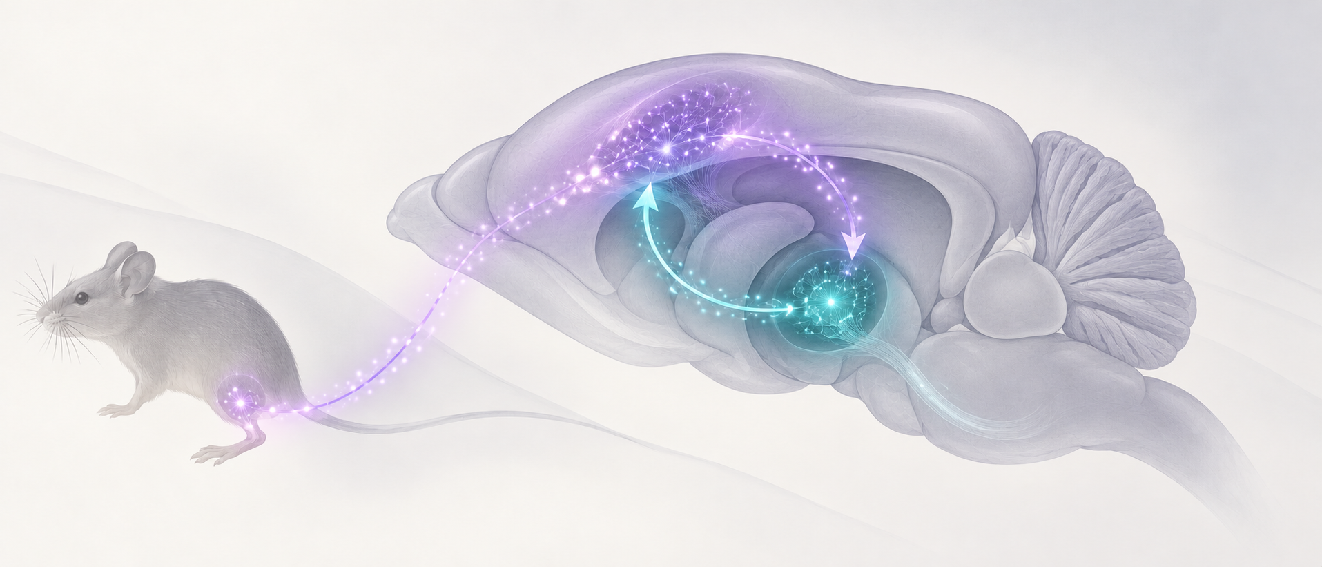 AI scientific concept illustration of a mouse pain-feedback loop