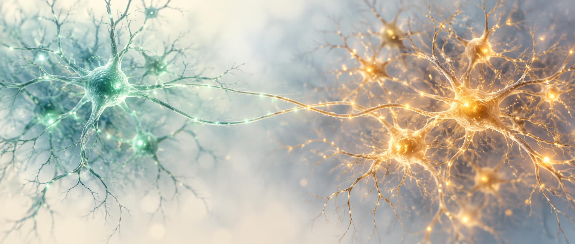 AI science concept of two neural populations; not an ACC-to-STN anatomical map or experimental data