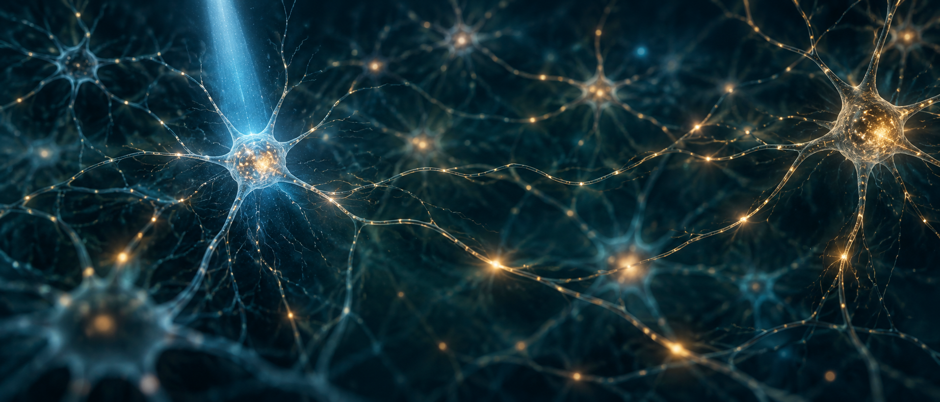 AI concept illustration: local blue optical input and distributed neural signals, suggesting photostimulation and synchronous electrical recording; not an actual electrode, anatomical connectivity or experimental data