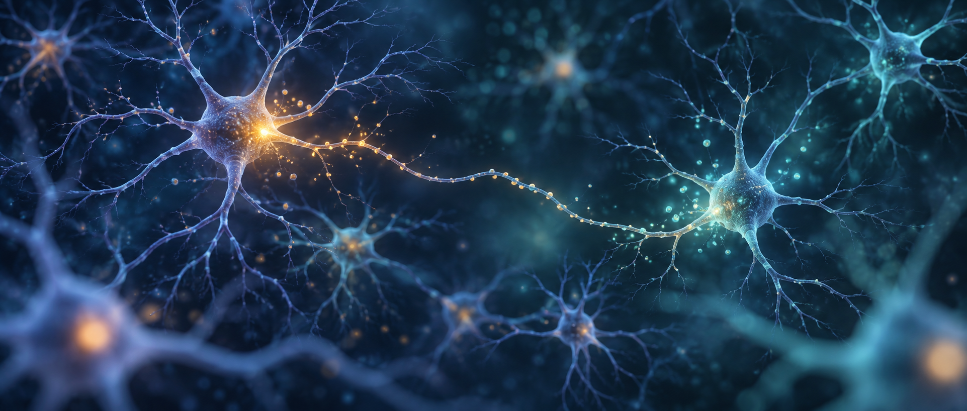 AI concept illustration: modulation of signals between abstract neuronal populations, suggesting electrical stimulation and circuit research; not actual STN–SNr anatomy, experimental data or a treatment effect